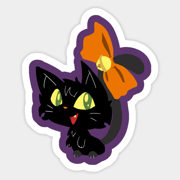 Halloween Black Cat with a Ribbon Sticker by saradaboru